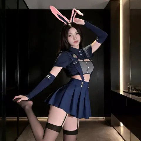 Váy Cosplay Thỏ Xếp Ly Phong Cách Hoàng Gia Sexy Đáng Yêu Đồ Cosplay Thuỷ Thủ Police Dễ Thương Gợi Cảm - N534