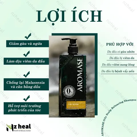 [Hỏa tốc] Dầu gội trị gàu và giảm nhờn da đầu Aromase Oily Scalp Balancing Shampoo 90ml