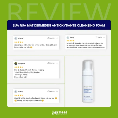 [Hỏa tốc] Sữa rửa mặt ngăn lão hoá dạng bọt DermEden AntiOxydante Cleansing Foam (150ml)