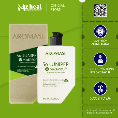 Dầu gội ngăn gàu, giảm viêm da đầu chuyên sâu Aromase 5α Juniper MediPRO Simply Fresh Shampoo 80ml
