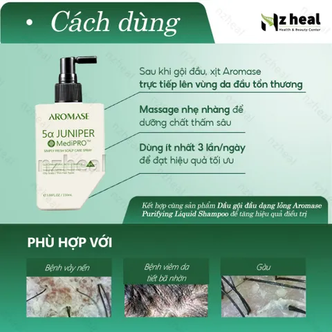 [Hỏa tốc] Xịt dưỡng da đầu Aromase 5α Juniper MediPRO Simply Fresh Spray 110ml