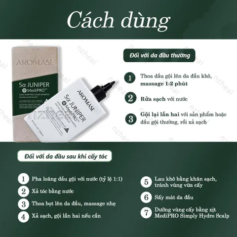 Dầu gội sạch da đầu chuyên sâu lỏng Aromase 5α Juniper MediPRO Scalp Purifying Liquid Shampoo 260ml