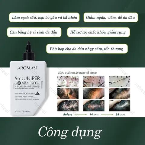 Dầu gội sạch da đầu chuyên sâu lỏng Aromase 5α Juniper MediPRO Scalp Purifying Liquid Shampoo 260ml