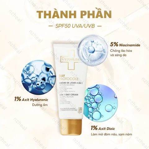 Kem chống nắng 4 in 1 DermEden Day Cream Global Action Combination Skin SPF 50/ PA+++ (50ml)