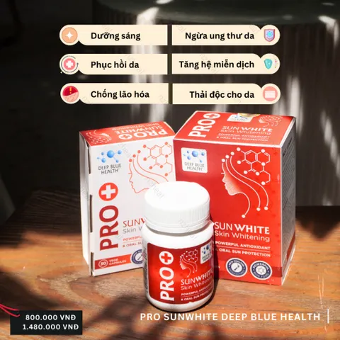 [Hỏa tốc] Bộ 2 viên uống chống nắng trắng da Deep Blue Health Pro Sun White New Zealand (60 viên)