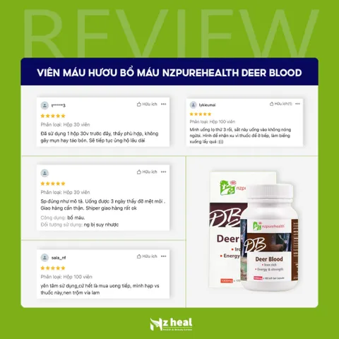 Viên nang máu hươu bổ máu, cấp sắt Deer Blood NZPurehealth (100 viên) - Nzheal