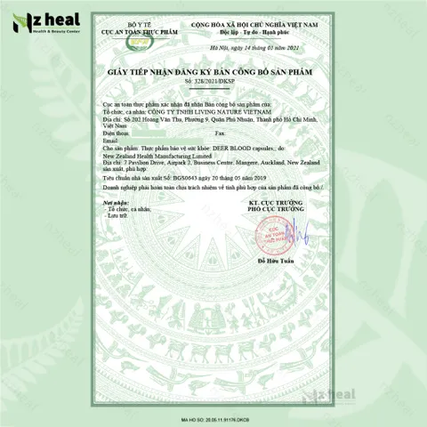 Viên nang máu hươu bổ máu, cấp sắt Deer Blood NZPurehealth (100 viên) - Nzheal