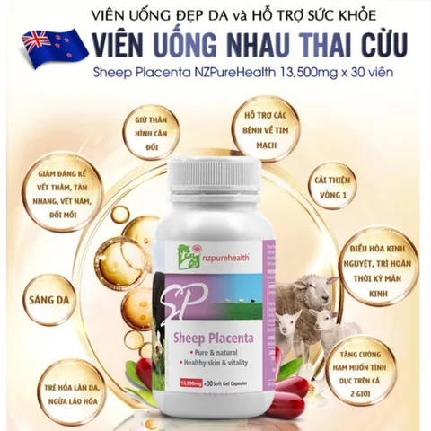 Viên Nhau Thai Cừu Đẹp Da, Giảm Nám Sheep Placenta NZPureHealth 30v