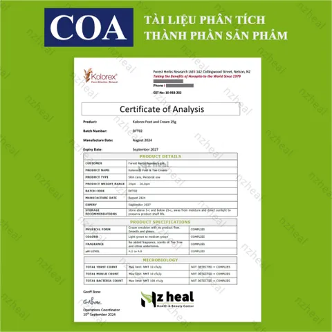 [Hỏa tốc] Kem Thoa N.ấm Candida Móng Tay, Chân Kolorex Foot & Toe Care Cream 25g