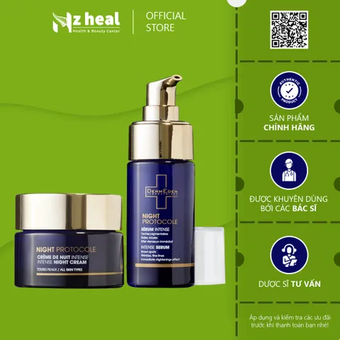 Bộ đôi chống lão hóa, dưỡng trắng da chuyên sâu ban đêm DermEden Night Protocole Intense Serum 30ml + Night Cream 50ml