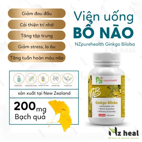 [Hỏa tốc] Ginkgo Biloba NZPureHealth Viên Uống Bổ Não, Tăng Trí Nhớ (100 viên)