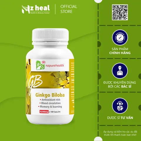 [Hỏa tốc] Ginkgo Biloba NZPureHealth Viên Uống Bổ Não, Tăng Trí Nhớ (100 viên)