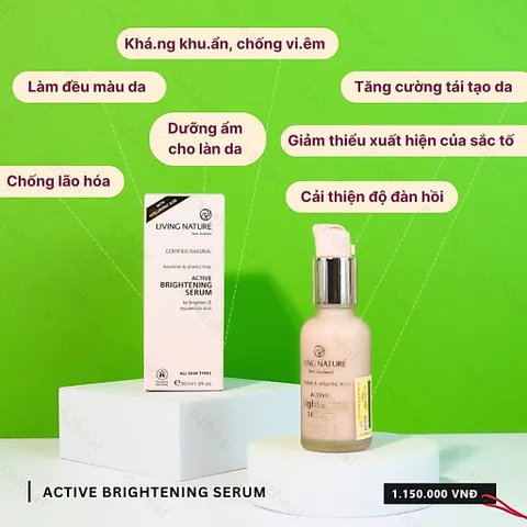 [Hỏa tốc] Bộ Đôi Serum Dưỡng Sáng Da Living Nature Active Brightening Serum và Renewal Night Serum (ngày & đêm) - NZHEAL