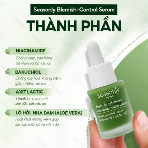 [Hỏa tốc] Serum giảm mụn Seasonly Blemish-Control Serum 30ml: Niacinamide + Bakuchiol