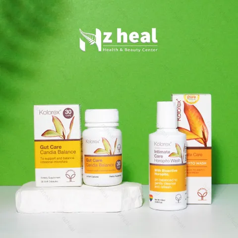 [Hỏa tốc] Bộ Đôi Kolorex (Uống + Rửa) - Horopito Wash 100ml & Gut Care Candida Balance 30 viên - NZHEAL