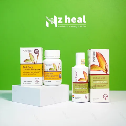 [Hỏa tốc] Bộ Đôi Kolorex (Uống + Rửa) - Horopito Wash 100ml & Gut Care Candida Balance 30 viên - NZHEAL