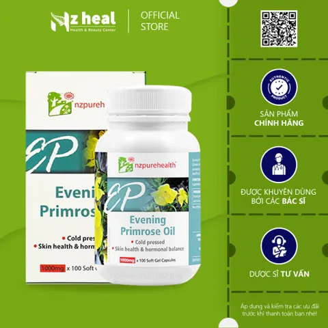 Viên uống dầu Hoa Anh Thảo cân bằng nội tiết, đẹp da NzPurehealth Evening Primrose Oil 100 Viên