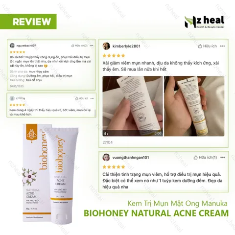 [Hỏa tốc] Kem Mật Ong Biohoney Natural Acne Cream Cho Da Mụn 50g