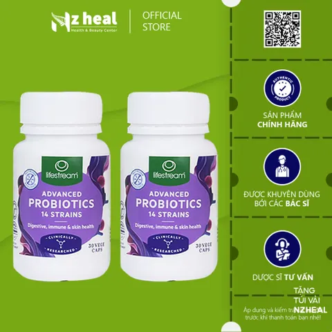 Bộ 2 Men Vi Sinh 14 Chủng Lifestream Advanced Probiotic New Zealand 30 viên
