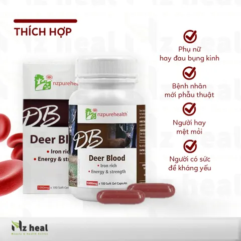 Viên Uống Máu Hươu bổ máu cấp sắt NZPurehealth - Deer Blood (30 viên)