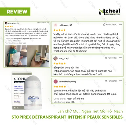 Lăn khử mùi kháng khuẩn, ngăn tiết mồ hôi Stopirex Détranspirant Intensif Peaux Sensibles