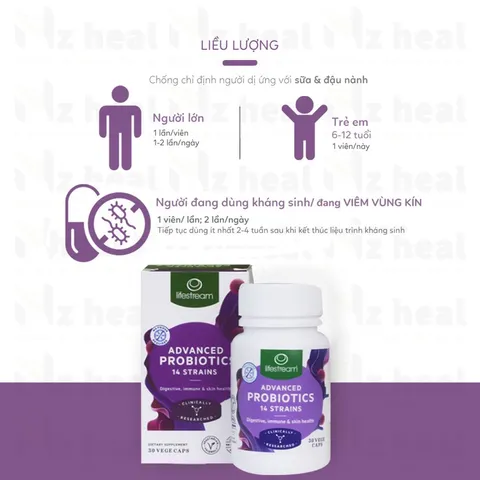 [Hỏa tốc] Men Vi Sinh 14 Chủng Lifestream Advanced Probiotic New Zealand - (30 viên)
