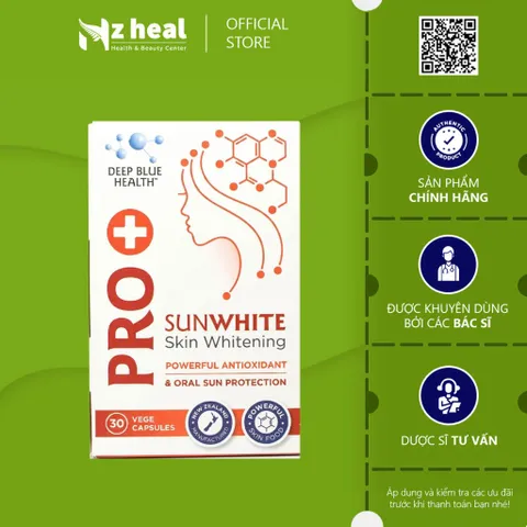 [VỈ 30V] Viên uống chống nắng Pro SunWhite – Deep Blue Health (New Zealand) (30 viên)