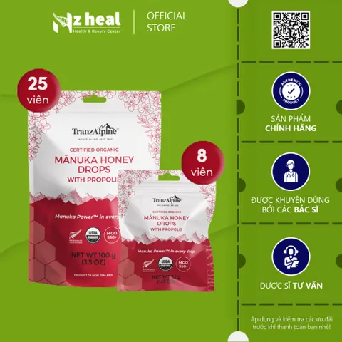 Kẹo mật ong TranzAlpine Manuka Honey Drops MGO550+ (8 viên/ 25 viên)