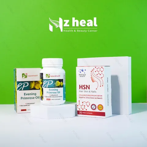 [Hỏa tốc] Bộ đôi giảm mụn nội tiết, dưỡng tóc móng: Dầu hoa anh thảo Evening Primrose Oil và Viên kẽm HSN - NZHEAL