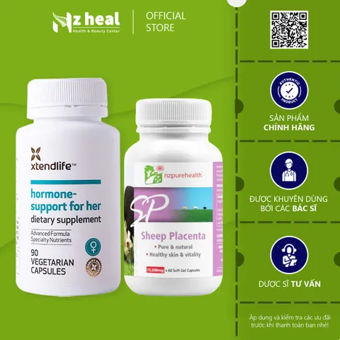 Bộ đôi viên uống cải thiện nội tiết & làm mờ nám tàn nhang Hormone Support For Her 90 viên+Sheep Placenta Sheep 30 viên