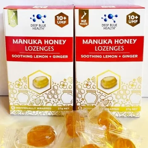 [Hỏa tốc] Kẹo ngậm mật ong Manuka UMF 10+ Deep Blue Health Manuka Honey Lozenges – với Chanh & Gừng (6 viên)