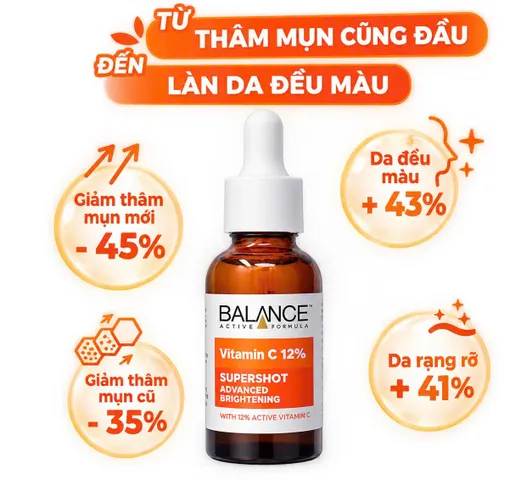 (Mẫu mới chai sành) Tinh Chất Mờ Thâm, Dưỡng Trắng Da Balance Active Formula Vitamin C Brightening Serum 30ml