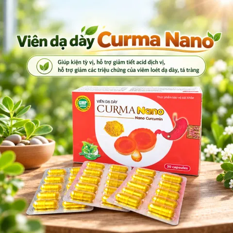 Viên Dạ Dày Curma Nano Giúp Kiện Tỳ Vị, Giảm Tiết Acid Dịch Vị, Giảm Các Triệu Chứng Của Viêm Loét Dạ Dày, Tá Tràng