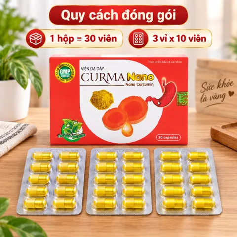 Viên Dạ Dày Curma Nano Giúp Kiện Tỳ Vị, Giảm Tiết Acid Dịch Vị, Giảm Các Triệu Chứng Của Viêm Loét Dạ Dày, Tá Tràng