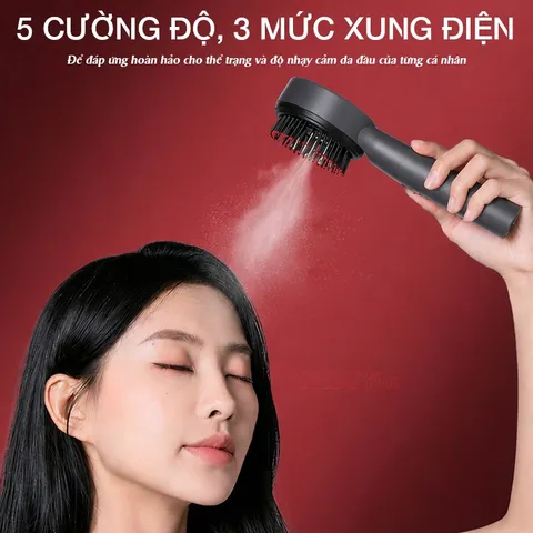 Lược massage da đầu Nikio NK-112 - Công nghệ EMS và hồng ngoại, giúp giảm rụng tóc và thư giãn hiệu quả, chống nước IPX7, dễ mang theo.