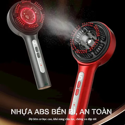Lược massage da đầu Nikio NK-112 - Công nghệ EMS và hồng ngoại, giúp giảm rụng tóc và thư giãn hiệu quả, chống nước IPX7, dễ mang theo.