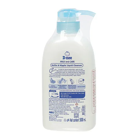 ￼Nước rửa bình sữa D-nee, chiết xuất dưa leo,  lành tính, khử khuẩn hiệu quả 500ml
