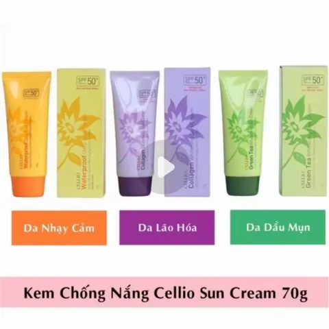 kem chống nắng Cellio đến từ Hàn Quốc, đều có chỉ số bảo vệ cao SPF 50+ PA+++ trọng lượng 70g 819077