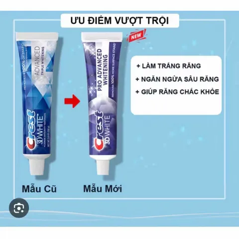 ( MẪU MỚI 147GR )  KEM ĐÁNH RĂNG CREST 3D WHITE ADVANCED TRIPLE WHITENING   NỘI ĐỊA MỸ 819093