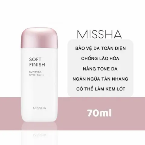 XẢ KHO HSD 4/2027 hộp xấu Kem Chống Nắng dạng sữa lỏng nâng tone nhẹ Missha Soft Finish 70ml