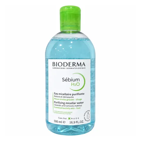 Nước tẩy trang Bioderma Sébium H2O 500ml cho da dầu mụn, da hỗn hợp, Made in France