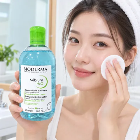 Nước tẩy trang Bioderma Sébium H2O 500ml cho da dầu mụn, da hỗn hợp, Made in France