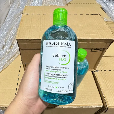Nước tẩy trang Bioderma Sébium H2O 500ml cho da dầu mụn, da hỗn hợp, Made in France