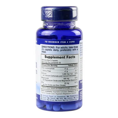 Viên Uống Hỗ Trợ Xương Khớp Calcium Magnesium + Zinc Puritan's Pride - Cải Thiện Sức Khỏe Xương Khớp