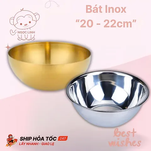 Bát inox Mạ Vàng, bát rửa mặt, bát đựng nước chuyên dùng cho spa size 20cm - 22cm
