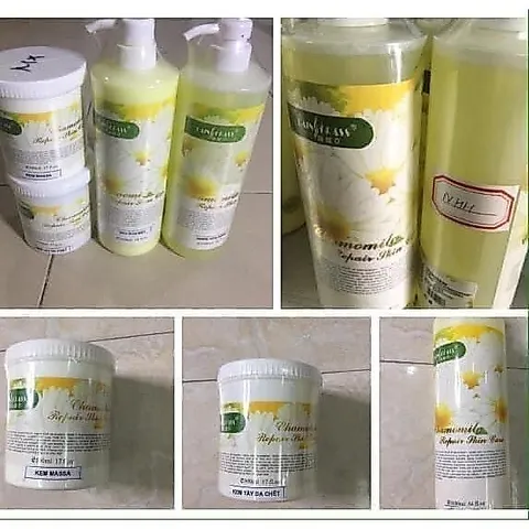 Bộ Chăm Sóc Da Hoa Cúc, Bộ 4 Chai Sữa Rửa Mặt, Kem Massage, Tẩy Da Chết Chính Hãng