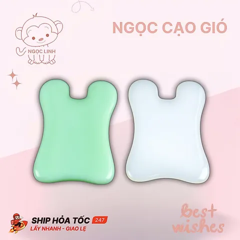 Miếng ngọc cạo gió mặt đả thông kinh lạc | Ngọc cạo gió massage mặt màu xanh, màu trắng