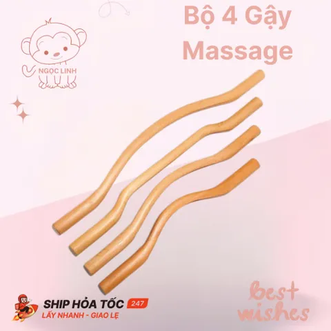 Bộ Gậy Gỗ 4 Món I Đả Thông Kinh Lạc, Giảm Béo, Lưu Thông Khí Huyết Dùng Trong Spa, Dưỡng Sinh Đông Y