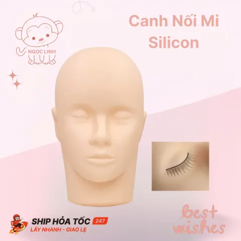 Đầu Manocanh Silicon,Đầu Manocanh Massage, Mặt Canh Tập Nối Mi Cho Học Viên