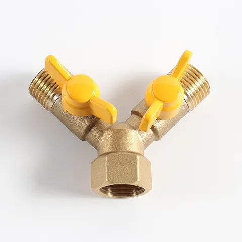 Van chia ga chia nước chữ Y 2 khoá độc lập V5(ren 21), Van chia bằng đồng, van chia inox 304 xịn